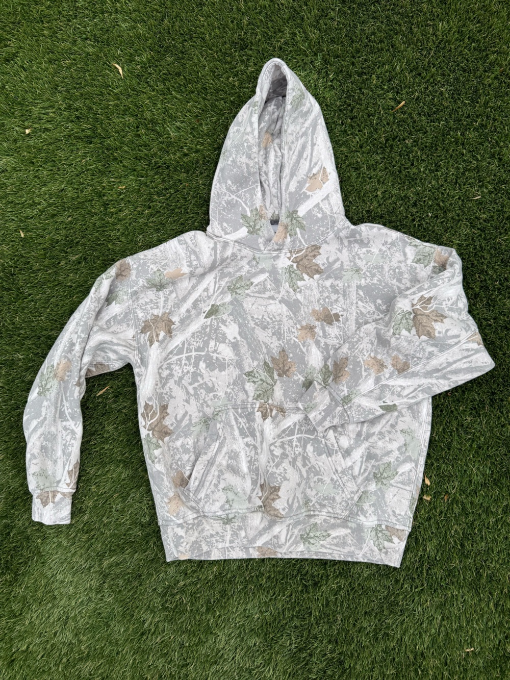 Abercrombie & Fitch Gray, Green, Brown Camo Leaf Hoodie